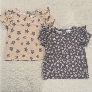 Kids' Floral Ruffle Sleeve Tees